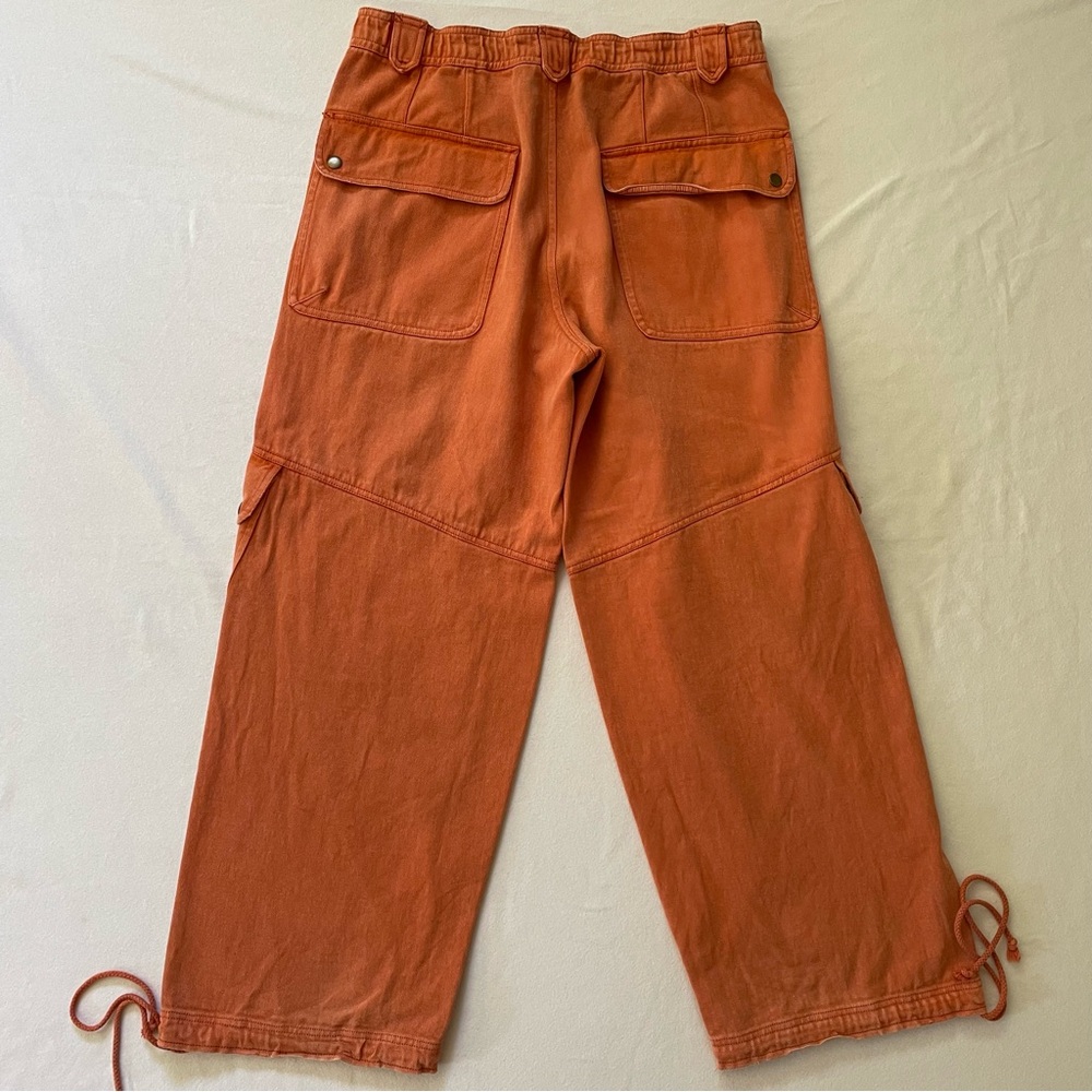 Free People Come And Get It Utility Pants Cargo Orange Cotton XL - Picture 5 of 9